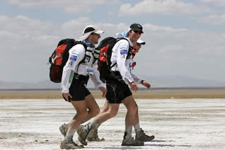 Troy's March on the march – Sam, Dave and Pete on the last leg across the salt lake.