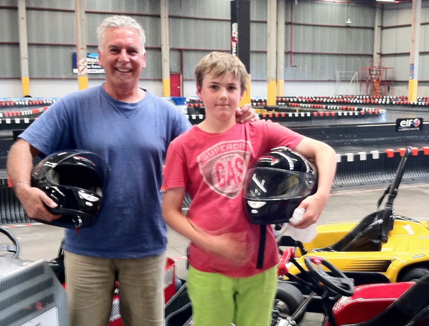 Chris Field and Sam Go cart CROP Big Buddy and little buddy go Go Carting!
