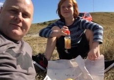 Jonathan and Kevin fish n chips picnic