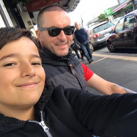 Roman and Aidan streetfront photo