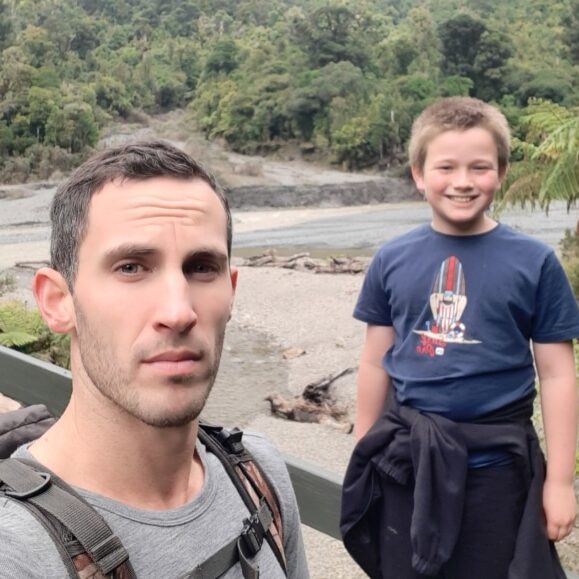 Ryan and Ollie tramping in the 