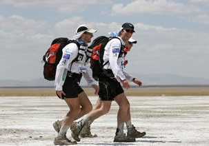 Troy's March on the march – Sam, Dave and Pete on the last leg across the salt lake.